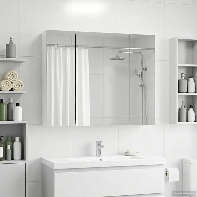 Armario con espejo de baño 60 x 14,5 x 50 cm