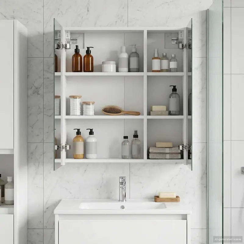 Armario con espejo de baño con estante 60 x 14,5 x 70 cm