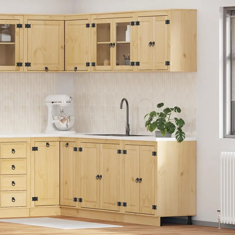 Armario con estante SKI 4 pcs Marrón Miel Madera de pino macizo
