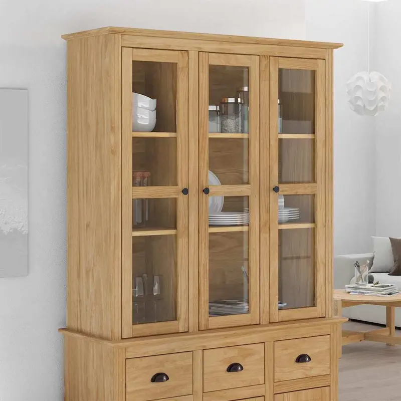Armario con Puertas de Cristal BODO Marrón miel
