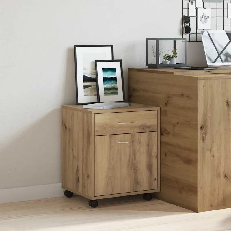 Armario con ruedas madera ingeniería roble artisan 45x38x54 cm