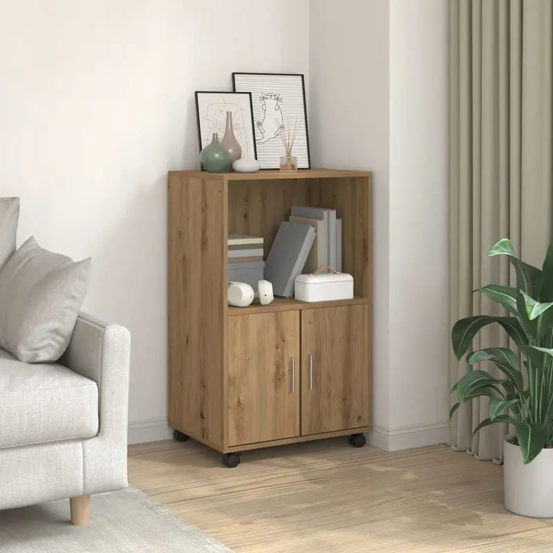 Armario con ruedas madera ingeniería roble artisian 55x40x91 cm