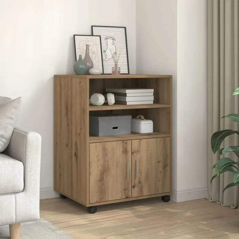 Armario con ruedas madera ingeniería roble artisian 60x48x81 cm