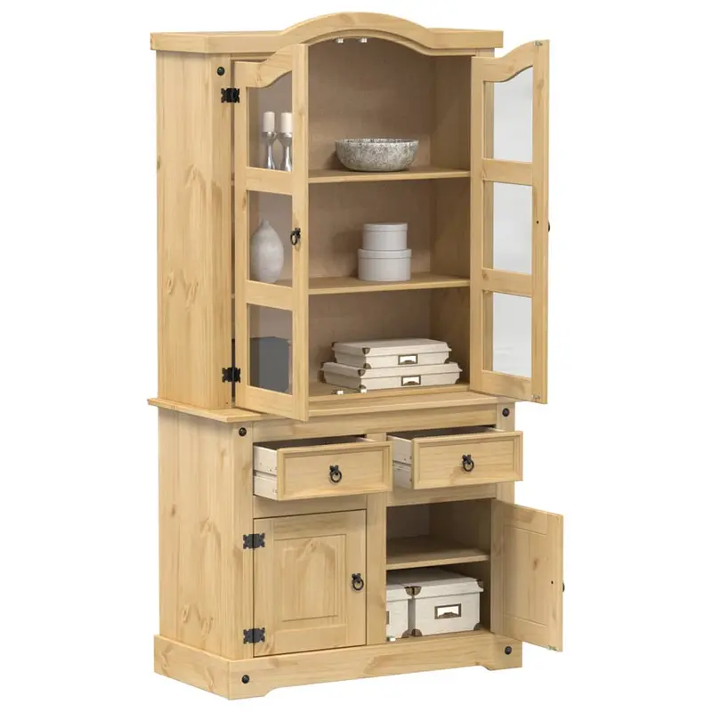 Armario con vitrina Corona madera maciza pino 100x48,5x179 cm