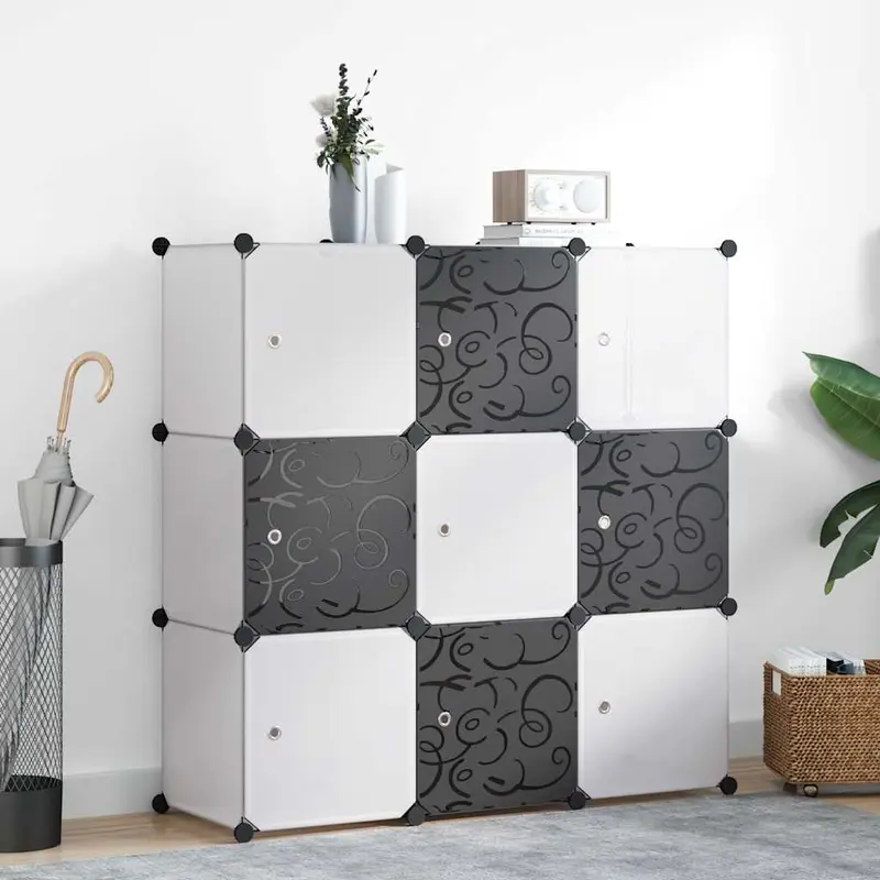 Armario cubo organizador con 9 compartimentos negro y blanco