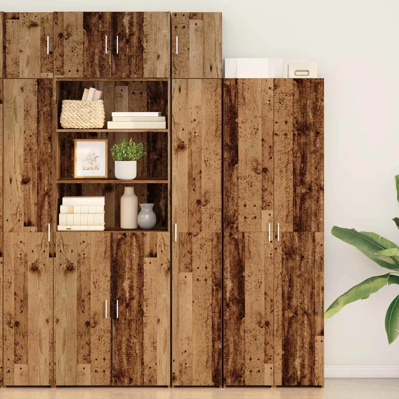 Armario de almacenamiento 2 pcs Madera envejecida