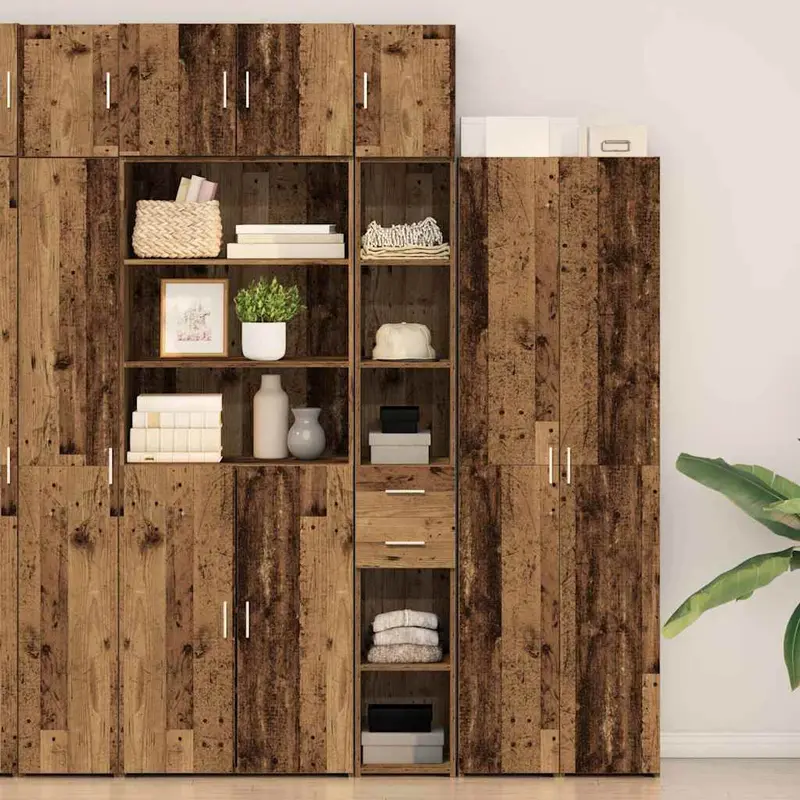 Armario de almacenamiento 2 pcs Madera vieja 30 x 42,5 x 225 cm
