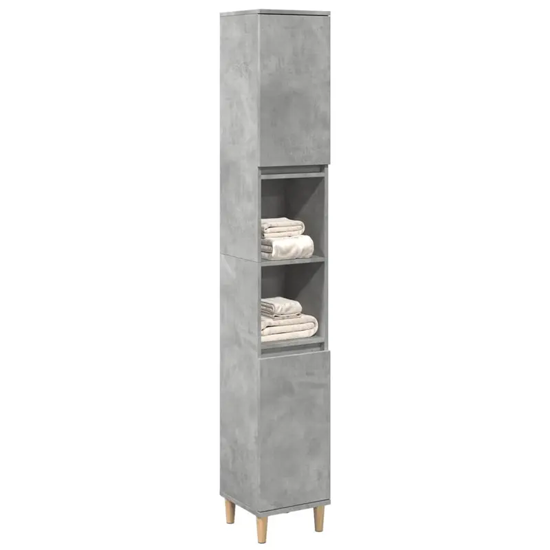 Armario de baño madera contrachapada gris hormigón 30x30x190 cm
