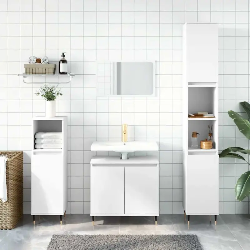 Armario de baño madera de ingeniería blanco 58x33x60 cm