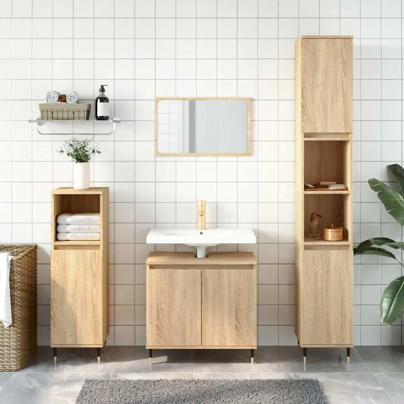 Armario de baño madera de ingeniería roble Sonoma 58x33x60 cm