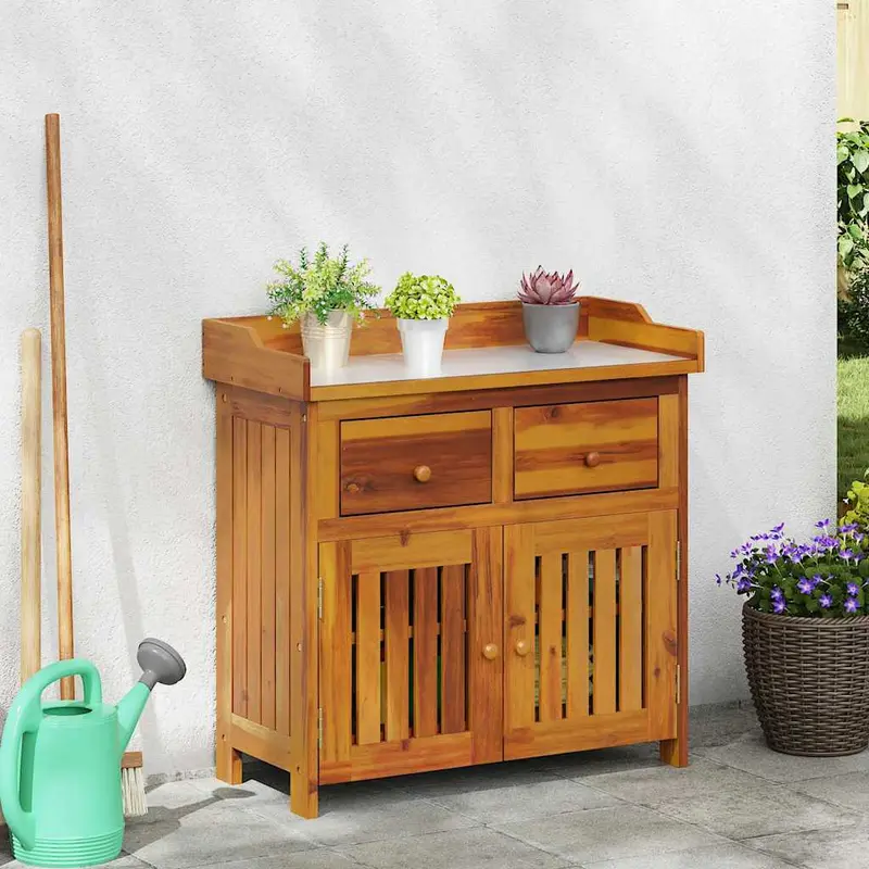 Armario de Jardín con cajón con puerta Natural 78 x 36,5 x 78cm