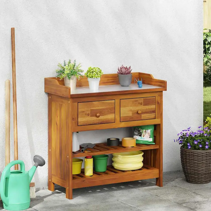 Armario de Jardín con cajón Natural 78 x 36,5 x 78cm