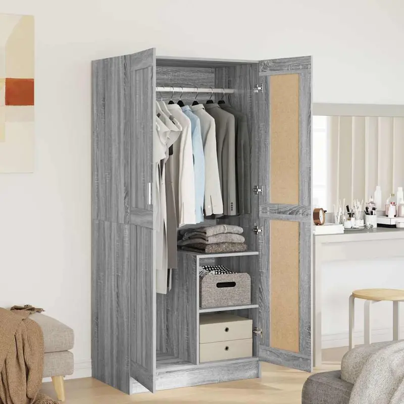 Armario de madera contrachapada gris Sonoma 82,5x51,5x180 cm