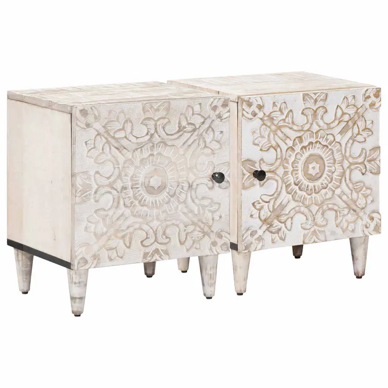 Armario de Noche 2 pcs 40 x 33,5 x 46 cm Madera de mango maciza