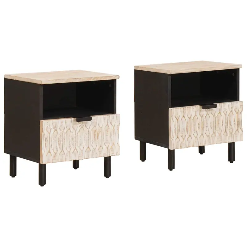 Armario de Noche 2 pcs 40 x 33 x 46 cm Madera de mango maciza