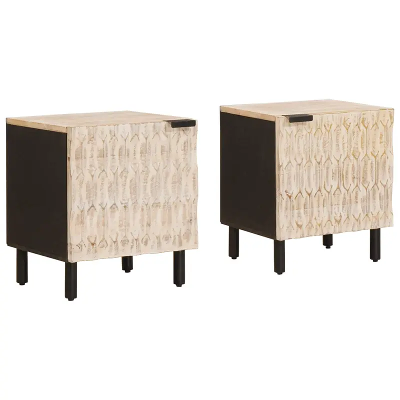 Armario de Noche 2 pcs 40 x 33 x 46 cm Madera de mango maciza
