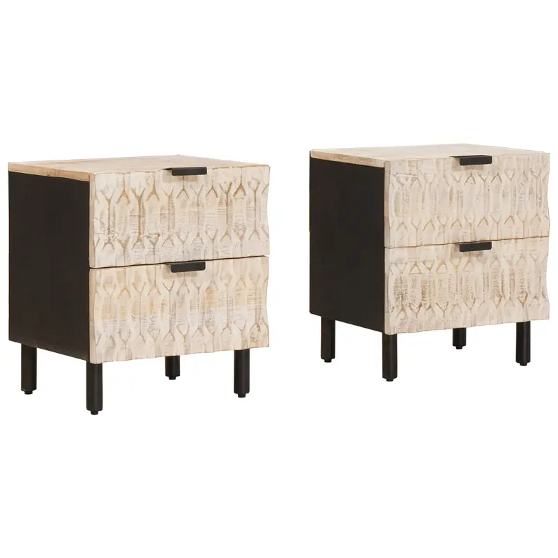 Armario de Noche 2 pcs 40 x 33 x 46 cm Madera de mango maciza