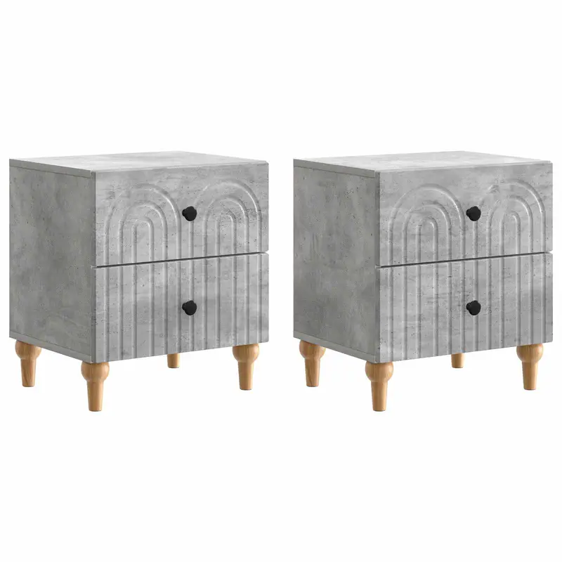 Armario de Noche 2 pcs Gris Hormigón 43 x 34,5 x 48 cm