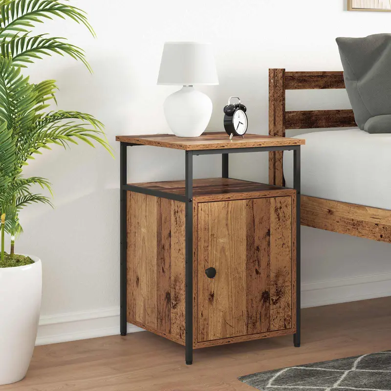 Armario de Noche 2 pcs Madera antigua Madera contrachapada
