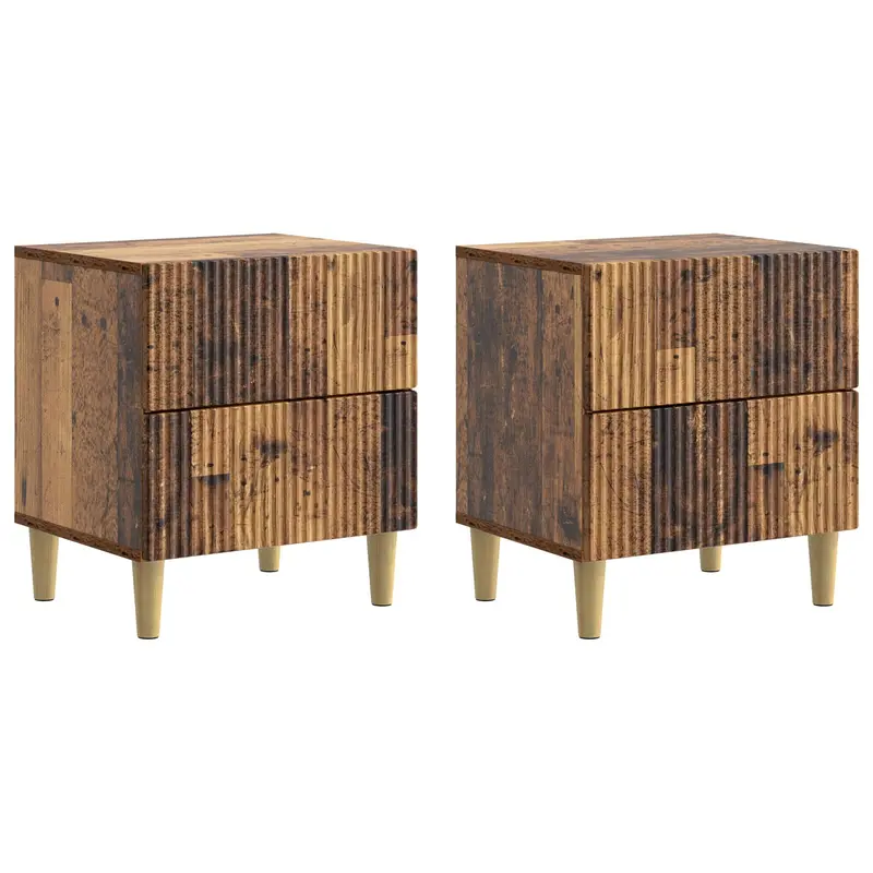 Armario de Noche 2 pcs Madera envejecida 43 x 34,5 x 48 cm