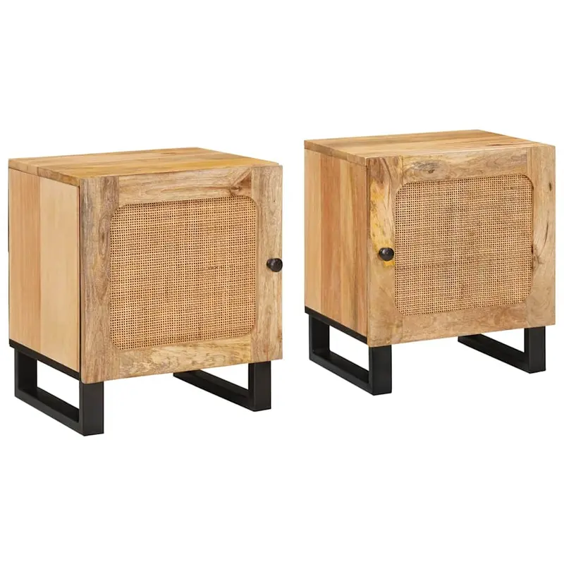 Armario de Noche 2 pcs Natural 40 x 33 x 46 cm