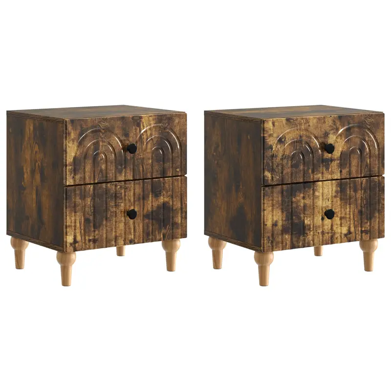 Armario de Noche 2 pcs Roble Ahumado 43 x 34,5 x 48 cm