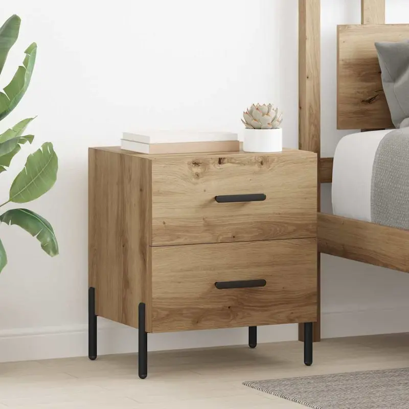Armario de Noche 2 pcs Roble artesanal 40 x 35 x 47,5 cm