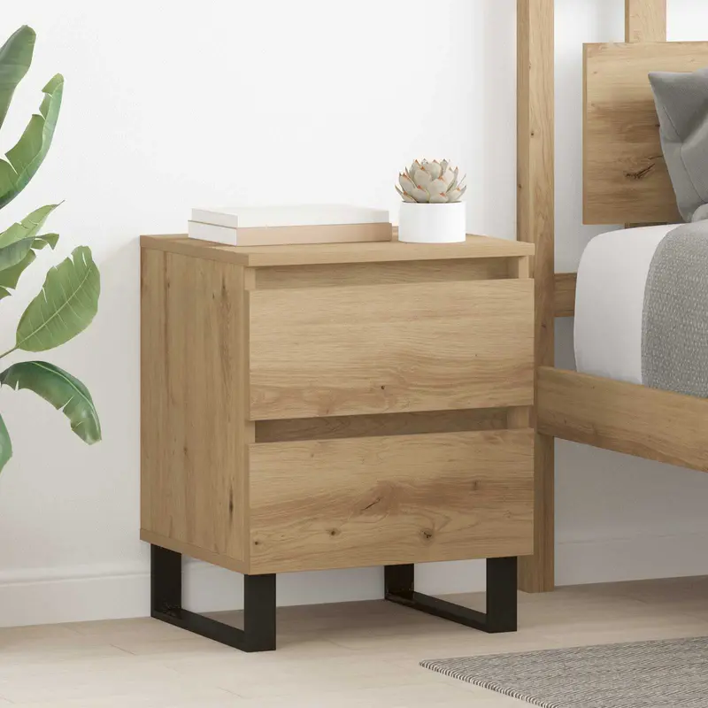 Armario de Noche 2 pcs Roble artesanal 40 x 35 x 50 cm