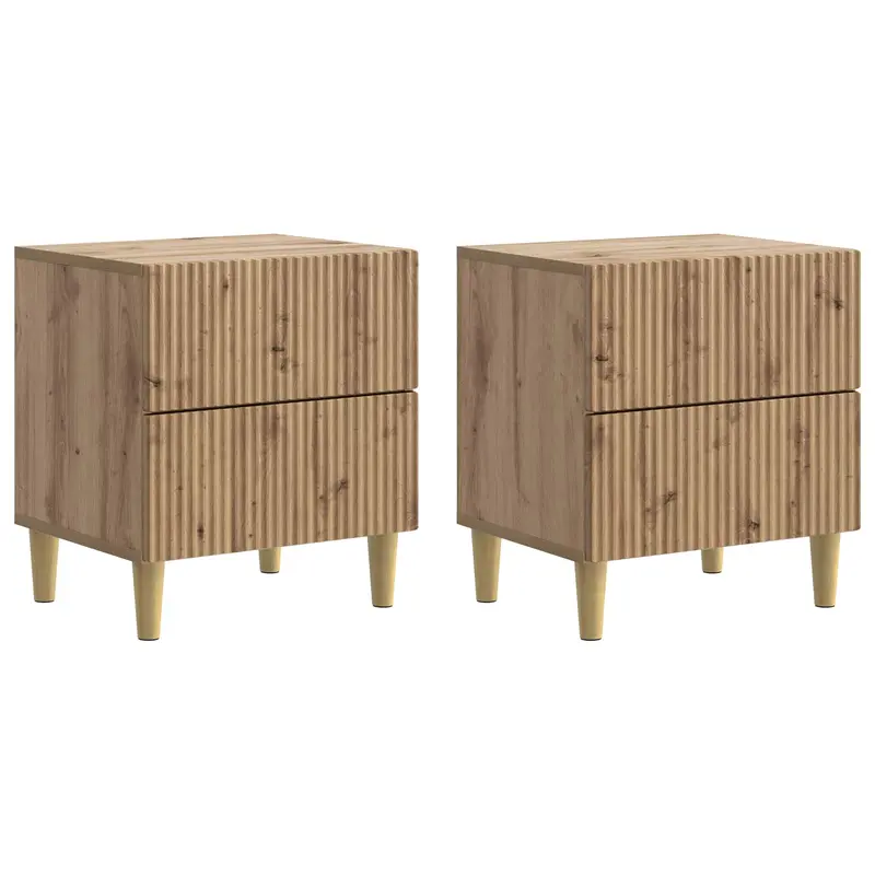 Armario de Noche 2 pcs Roble Artesanal 43 x 34,5 x 48 cm