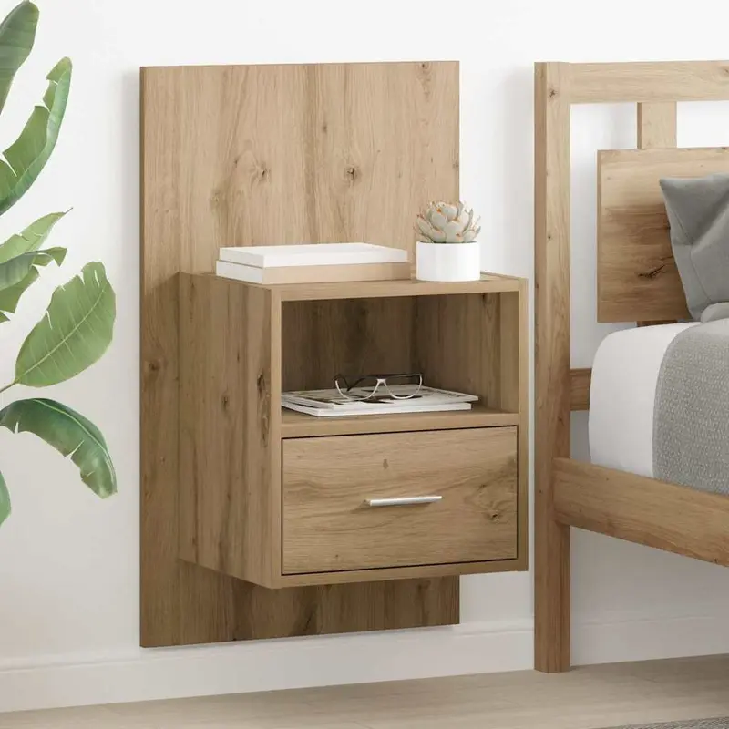 Armario de Noche 2 pcs Roble artesanal 50 x 32.5 x 80cm