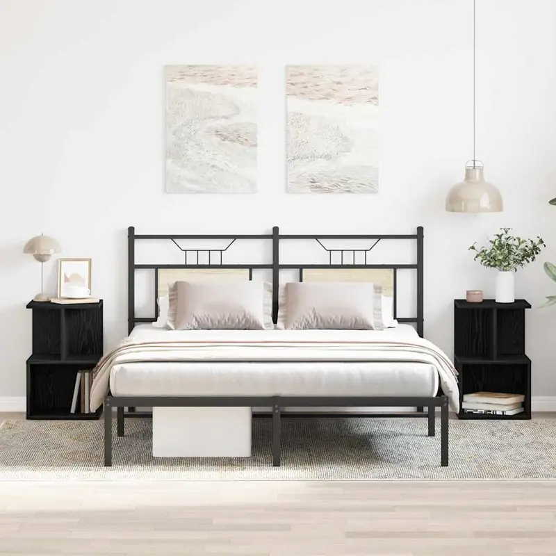 Armario de Noche 2 pcs Roble Negro 35 x 35 x 55 cm