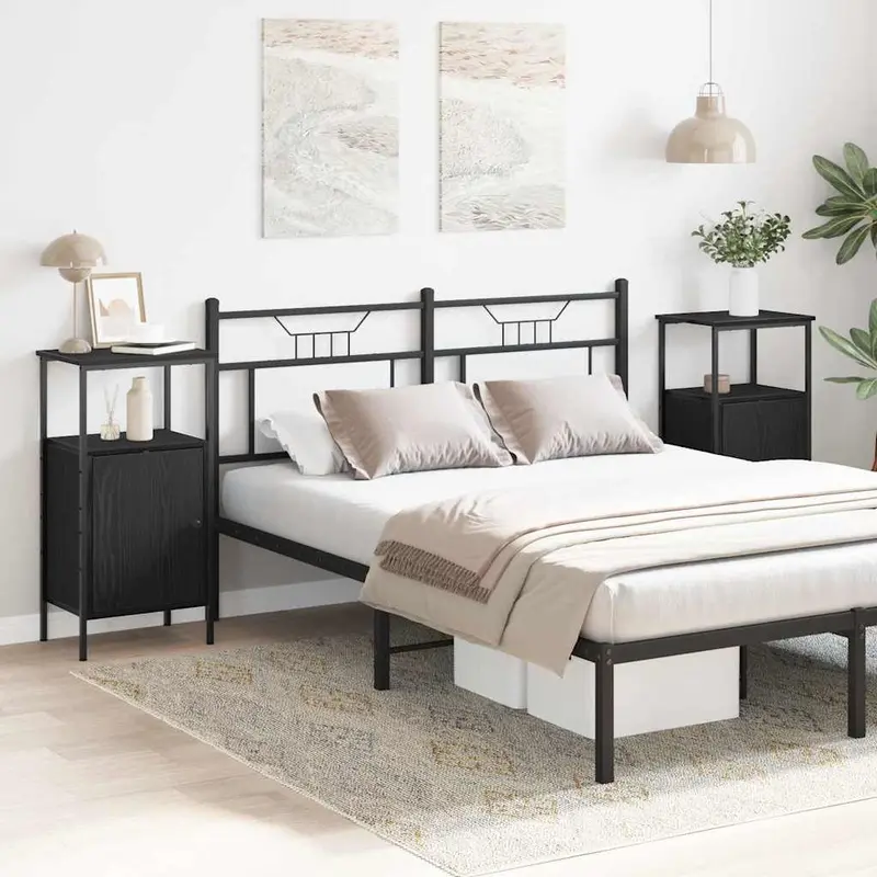 Armario de Noche 2 pcs Roble Negro 41 x 31 x 80 cm