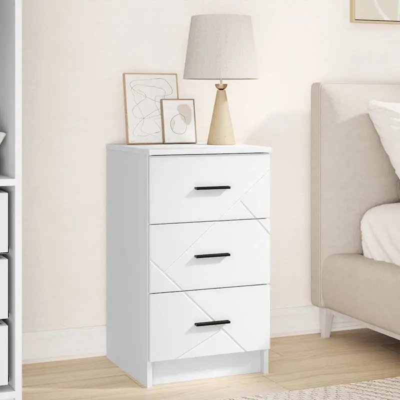Armario de Noche Blanco 38 x 38 x 66 cm Madera contrachapada