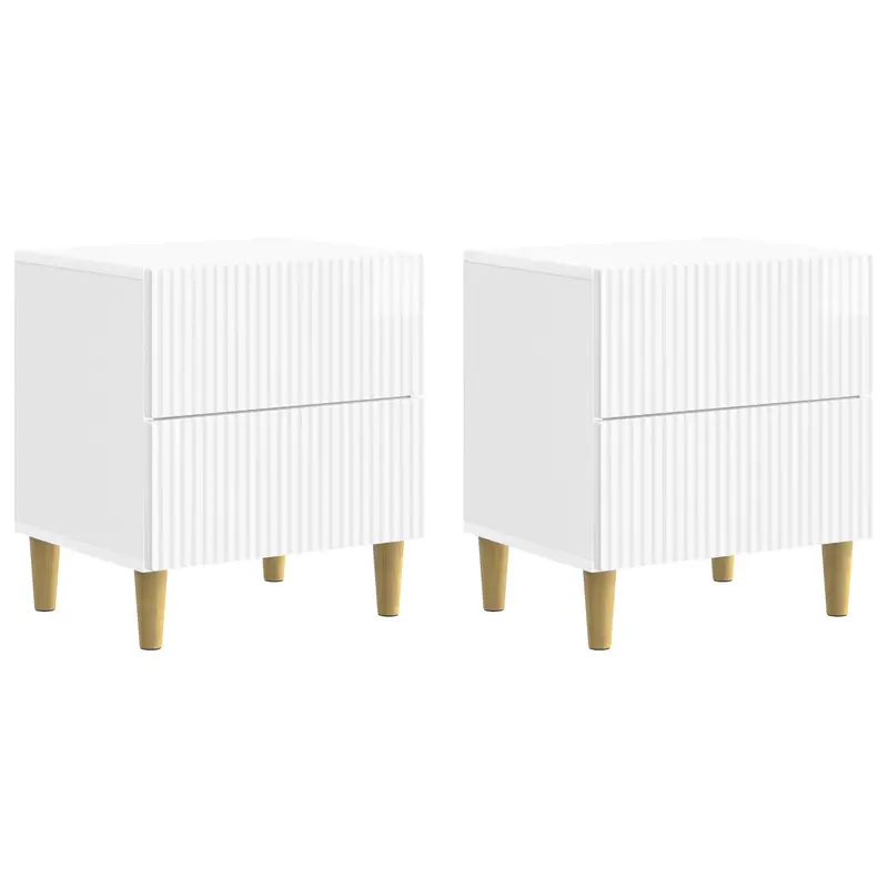 Armario de Noche con cajón 2 pcs Brillante 43 x 34,5 x 48 cm