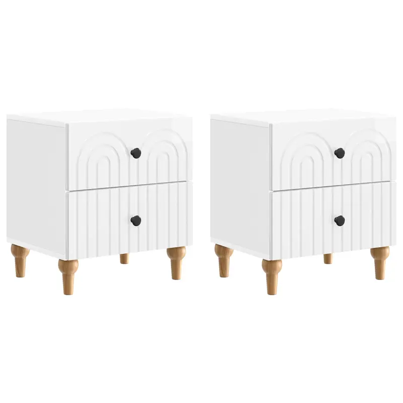 Armario de Noche con cajón 2 pcs Brillante 43 x 34,5 x 48 cm