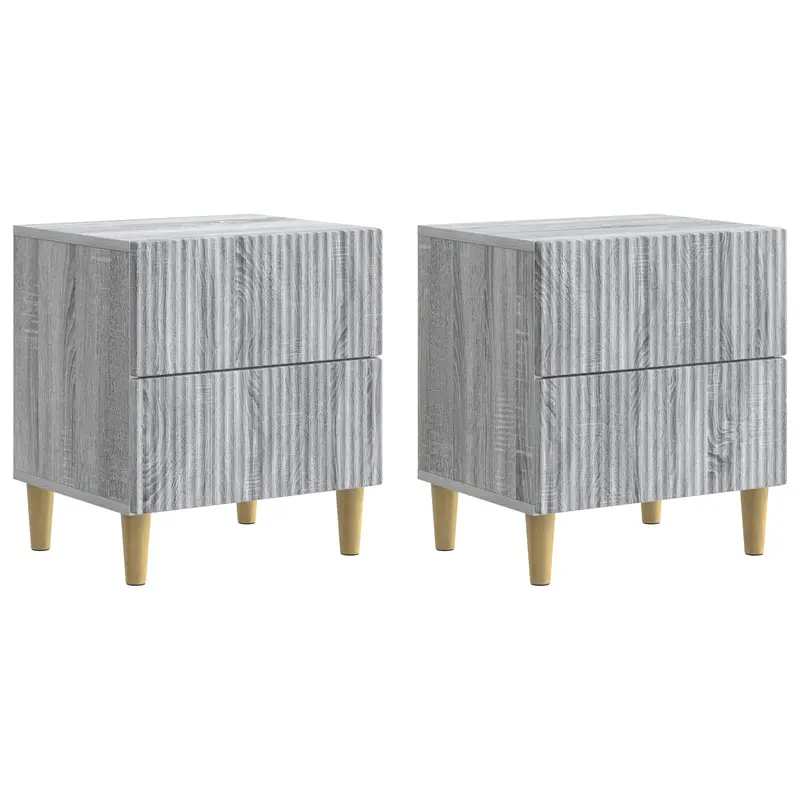 Armario de Noche con cajón 2 pcs Gris Sonoma 43 x 34,5 x 48 cm