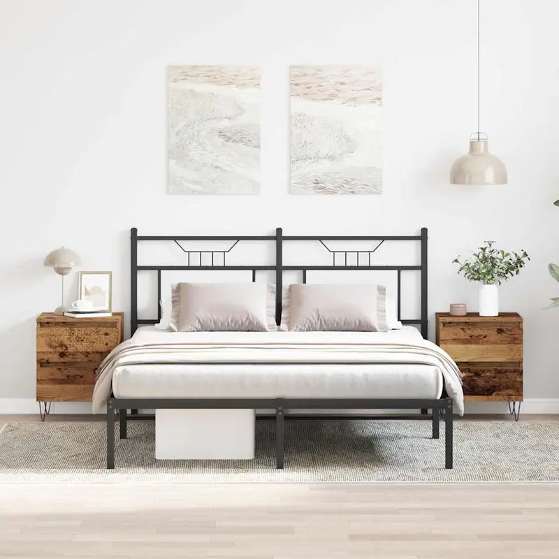 Armario de Noche con cajón 2 pcs Madera vieja 40 x 35 x 50 cm