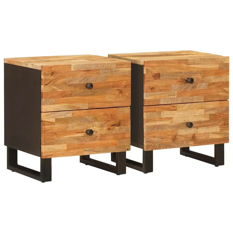 Armario de Noche con cajón 2 pcs Marrón 40 x 33 x 46 cm