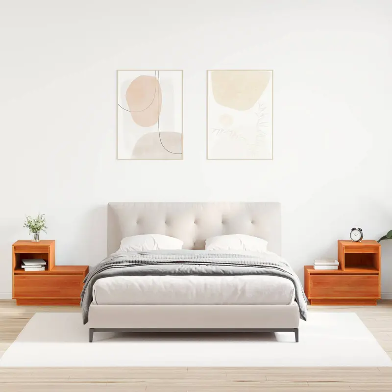 Armario de Noche con cajón 2 pcs Marrón cera 60 x 34 x 51 cm
