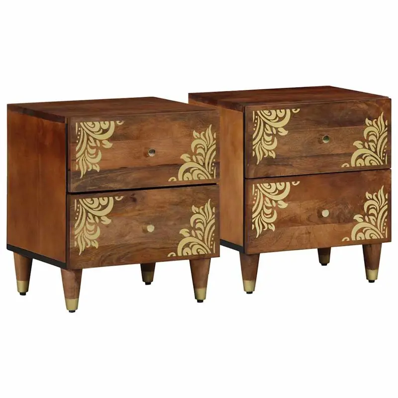 Armario de Noche con cajón 2 pcs Marrón miel 40 x 33 x 46 cm