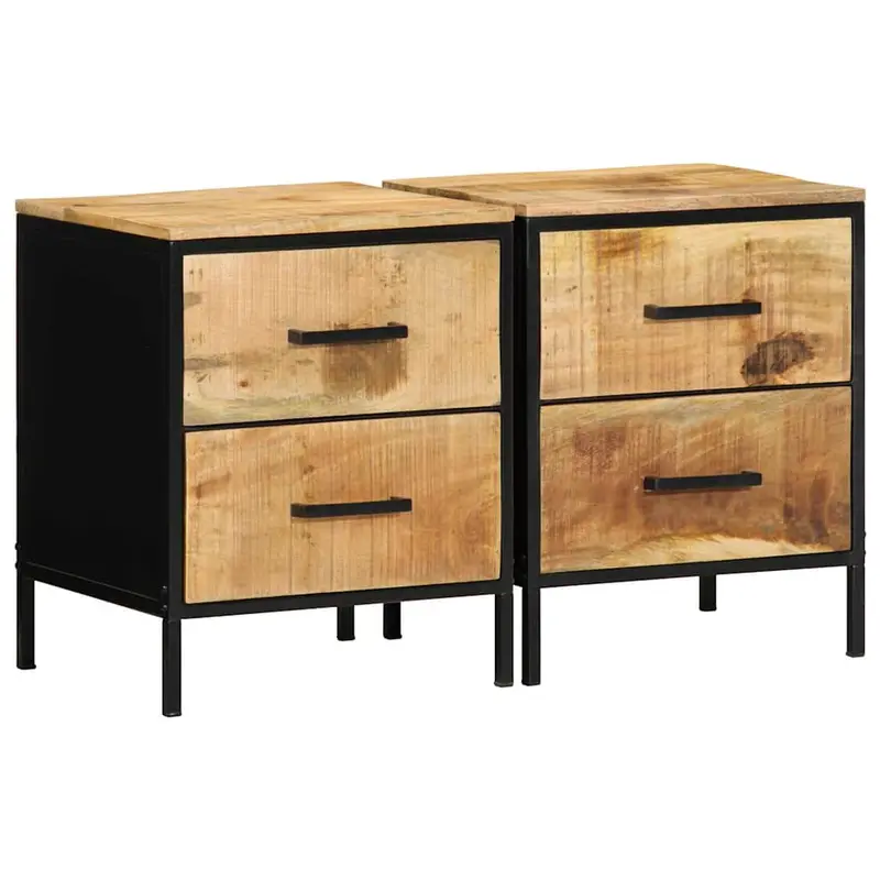 Armario de Noche con cajón 2 pcs Marrón y Negro 40 x 35 x 50 cm