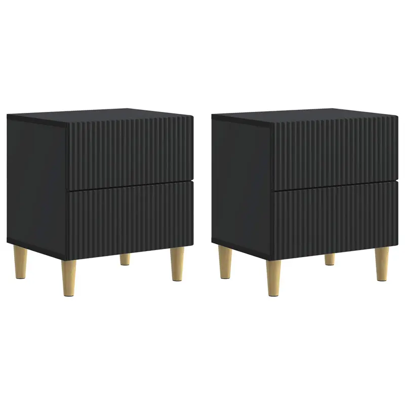 Armario de Noche con cajón 2 pcs Negro 43 x 34,5 x 48 cm
