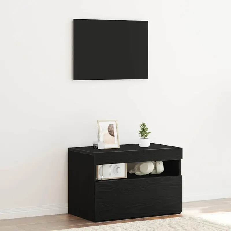 Armario de Noche Roble Negro 60 x 35 x 40 cm