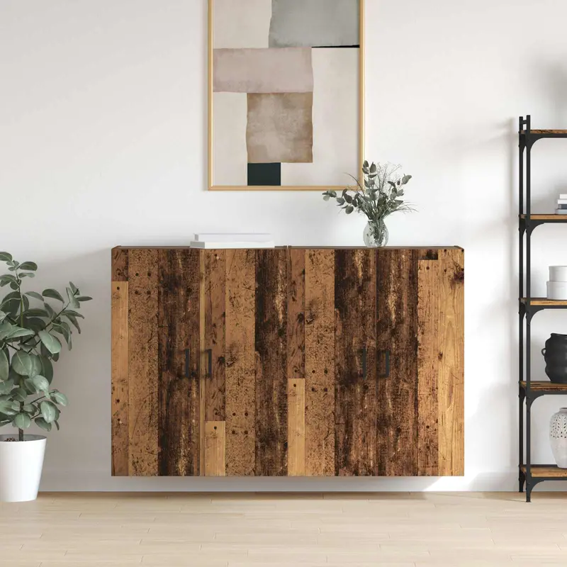 Armario de pared 2 pcs Madera vieja 69,5 x 34 x 90 cm