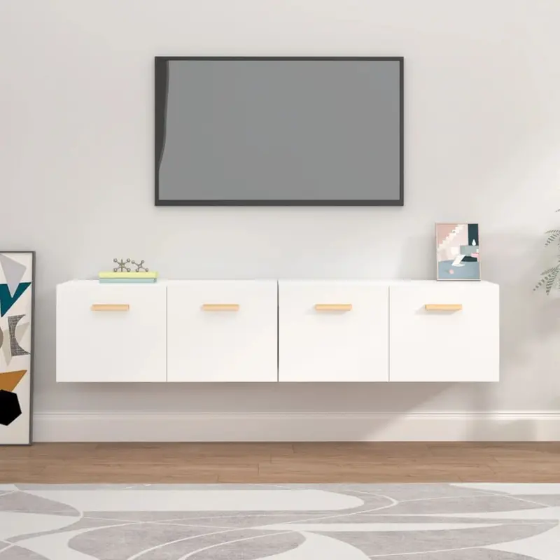 Armario de pared 2 uds madera contrachapada blanco 80x35x36,5cm