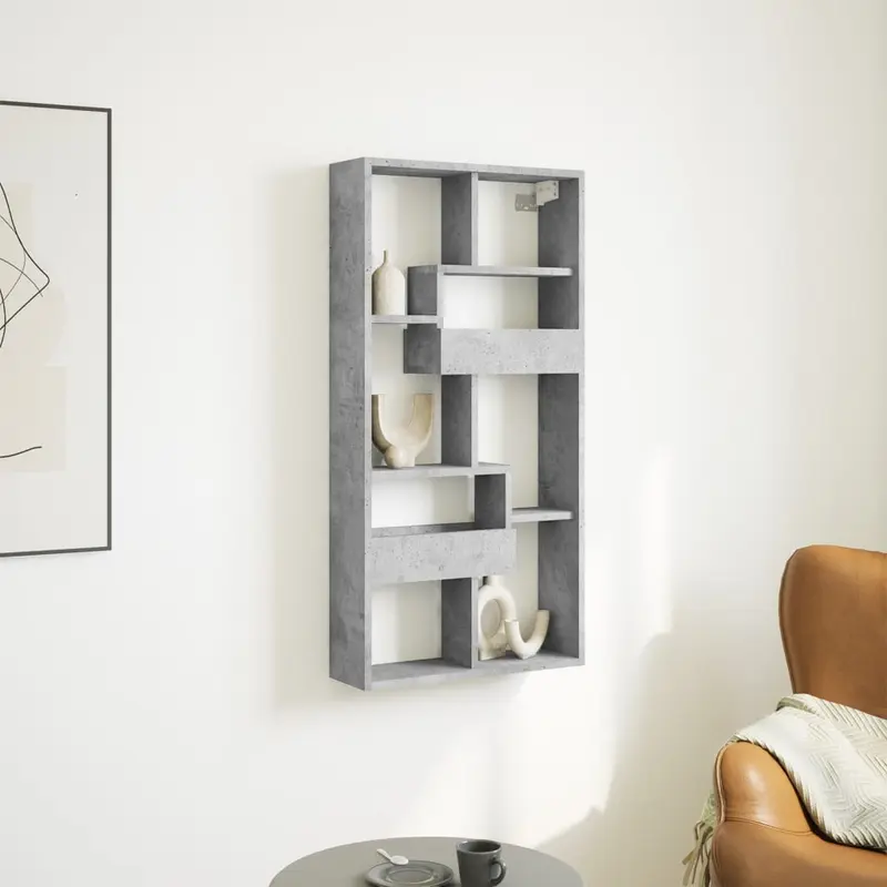 Armario de pared madera ingeniería gris hormigón 50x15x100 cm