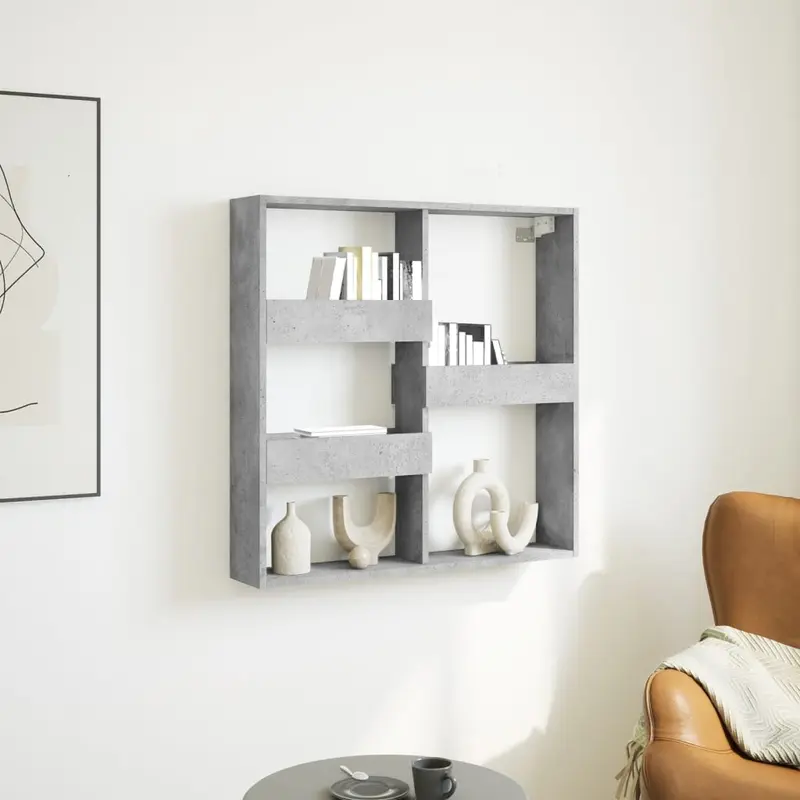 Armario de pared madera ingeniería gris hormigón 80x15x80 cm