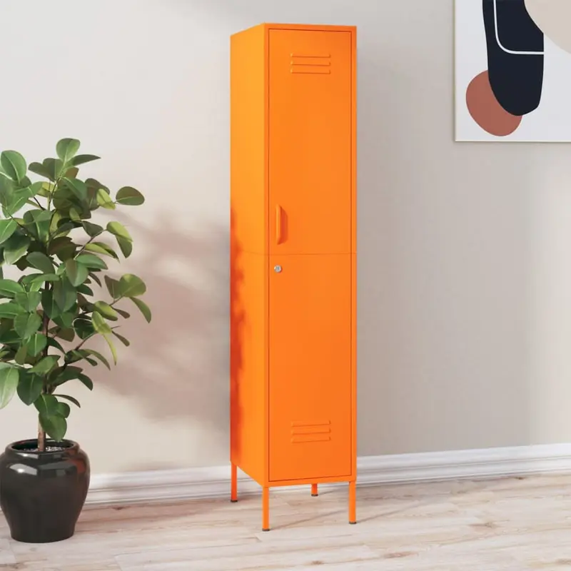 Armario de taquilla de acero naranja 35x46x180 cm