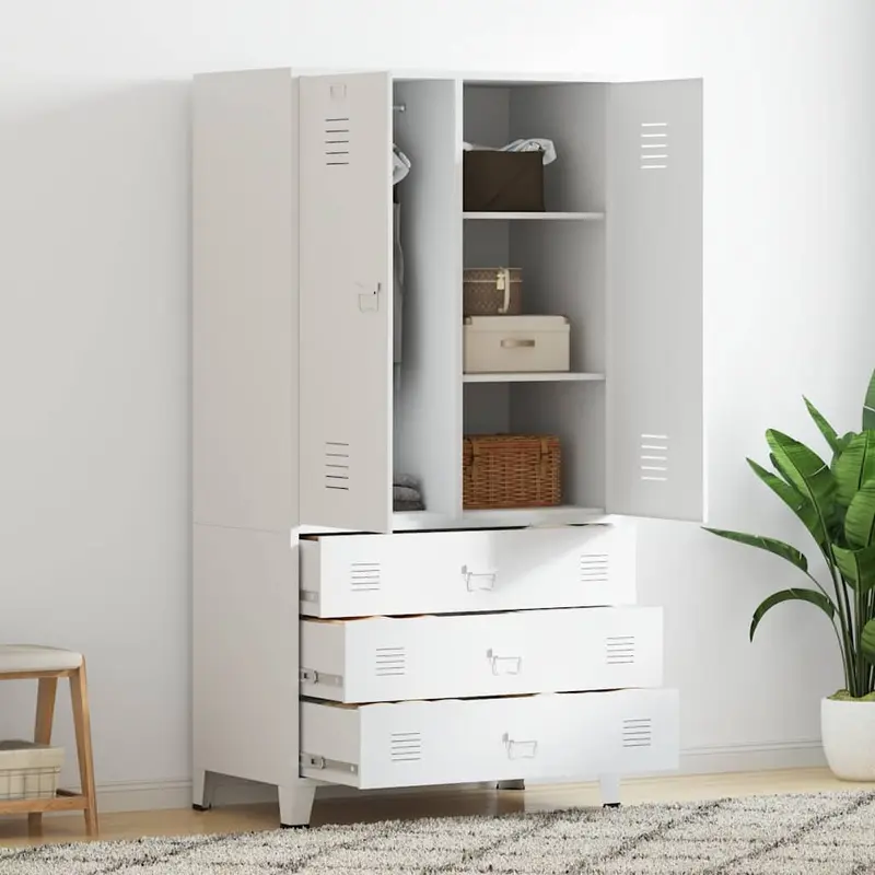 Armario industrial de metal blanco 90x50x180 cm