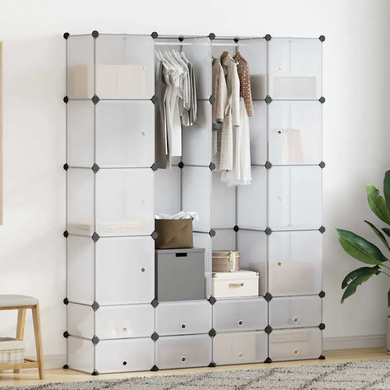 Armario modular con 18 compartimentos blanco 37x146x180,5 cm